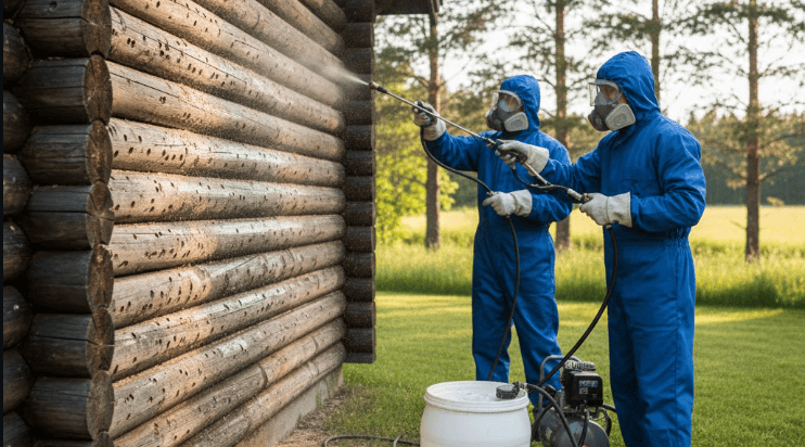 Обработка деревянных строений от короеда и древоточца СВЧ излучателями и ксиликс гелем в Минске и Минском районе