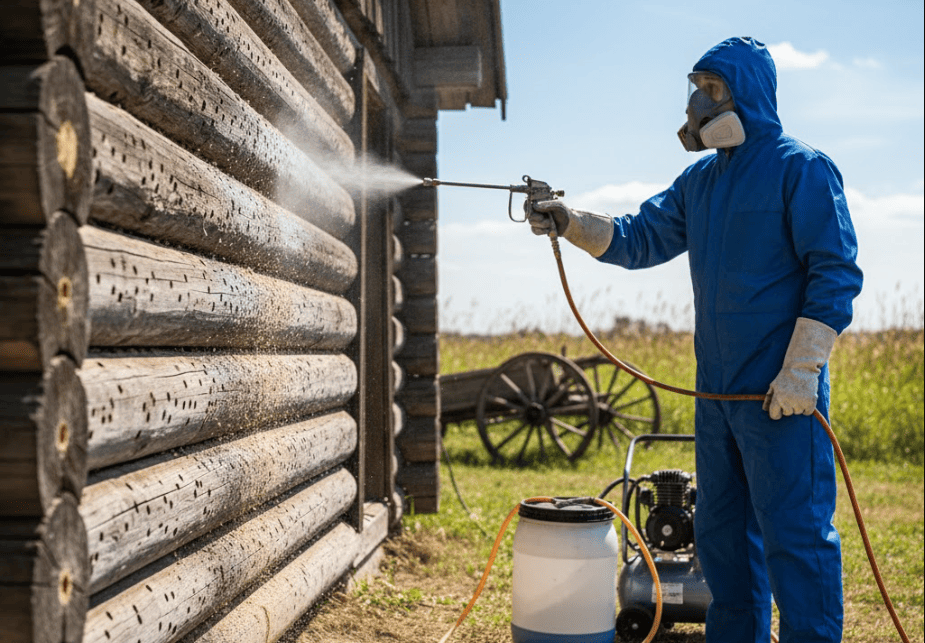 Уничтожение древоточца в деревянном доме сарае бане в Минске и Минской области
