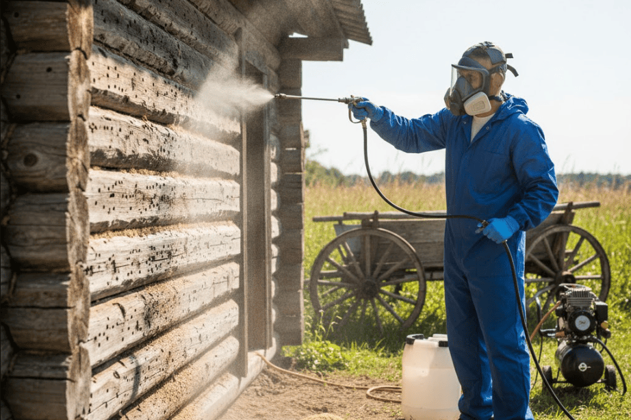 Уничтожение древоточца в деревянном доме сарае бане в Минске и Минской области