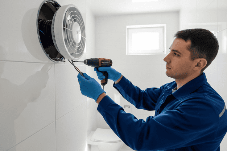 Замена  вытяжки вентилятора  в туалете в Минске